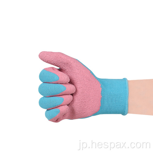 Hespax Kids Polyester Rubberラテックスフォームガーデニンググローブ